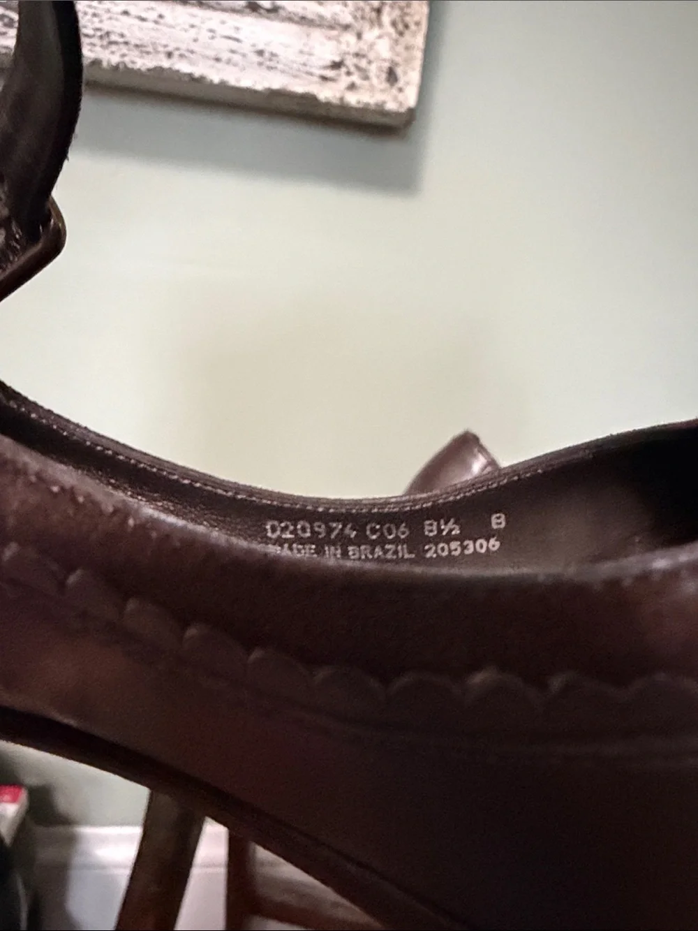 Cole Haan Dark Brown Suede & Leather Scallop Trim Mary Jane Heels